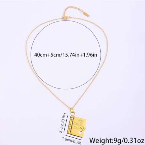 My Little Star Book Necklace, My Incredible Daughter Book Necklace, Openable with 6 Pages of Engraved Information, Openable Pendant Adjustable Birthday Day Graduation Gift2