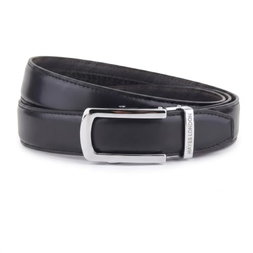 Image of HAYES LONDON Leather Ratchet Belt for Men | Adjustable No-Holes | Customizable Fit, Stylish & Effortless Buckle | Formal & Casual Wear Belts