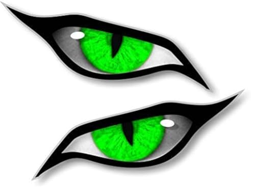 sticker licker Paire de Yeux de Démon avec Vert Iris Vinyl Drone Casque Moto Autocollant Voiture 70x30mm Chaque