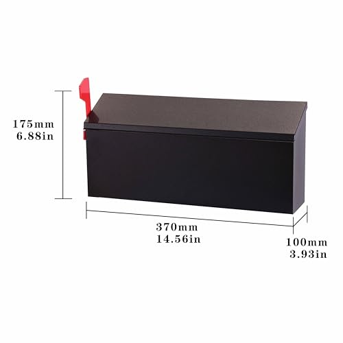 Image of Black Wall-Mounted Mailbox | Security Wall Mailbox, Waterproof, Iron, Vertical Delivery, Outdoor