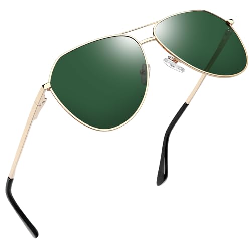 Joopin Grandes Gafas de Sol Verdes para Mujer y Hombre Polarizadas Metálicas Militares Clásicas de Moda para Conducir Golf Senderismo Ciclismo Sunglasses Men Women
