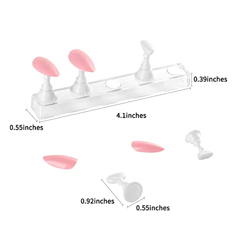 4 Sets White Nail Stand for Press on Nails Display, Magnetic Fake Nail Tips Holder for Painting Nails Practice, Beginner Acrylic Nail Art Kit Accessories, Nail Salon Equipment and Decorations