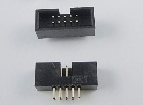 Gimax 1000 Pcs 1.27mm x1.27 mm Box header 2x5 Pin 10 Pin dual rows Through Hole DIP type Straight Male Shrouded PCB IDC Socket