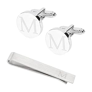 GORGECRAFT Klassieke Manchetknopen voor Mannen Tie Clips en Manchetknopen Sets voor Mannen Alfabet Initiële Letter Manchetknopen voor Formele Zakelijke Bruiloft,M