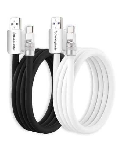 Image of chubbycable Couple Chubby - 2-Pack 240W USB C Cable Extra Thick Silicone Fast Charging Cable Compatible with iPhone 16 /15 Series iPad Galaxy Series, Black+White, USB-A to Type-C, 16.4FT