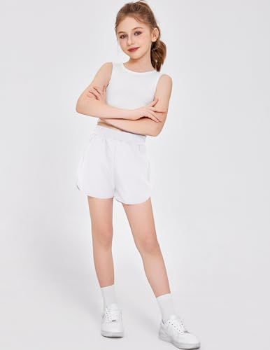 Zaclotre Shorts atléticos para meninas com bolsos com zíper 2 em 1 para crianças, treino, corrida, v