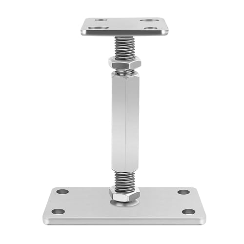 GREENSAPPIRE Pfostenträger Höhenverstellbar 140–200 mm – Verzinkter Stützenfuß aus Stahl mit Bodenplatte 160×80 mm & Trägerplatte 80×80 mm, Stabiler Bodenfuß für Holzpfosten, Terrasse
