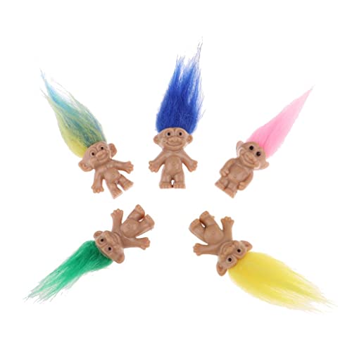P Prettyia Poupée Troll Porte-Bonheur Mini Figurines Ornement Rétro (5 Pièces)