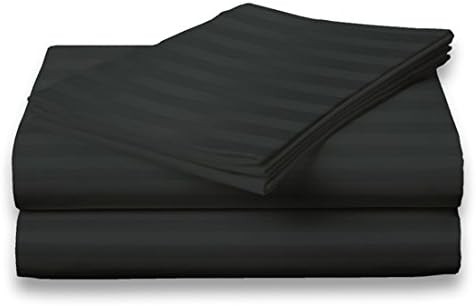 300 Thread Count 100% Cotton Dobby Stripe Sheet Set- Assorted Colors/Sizes (Full, Black)