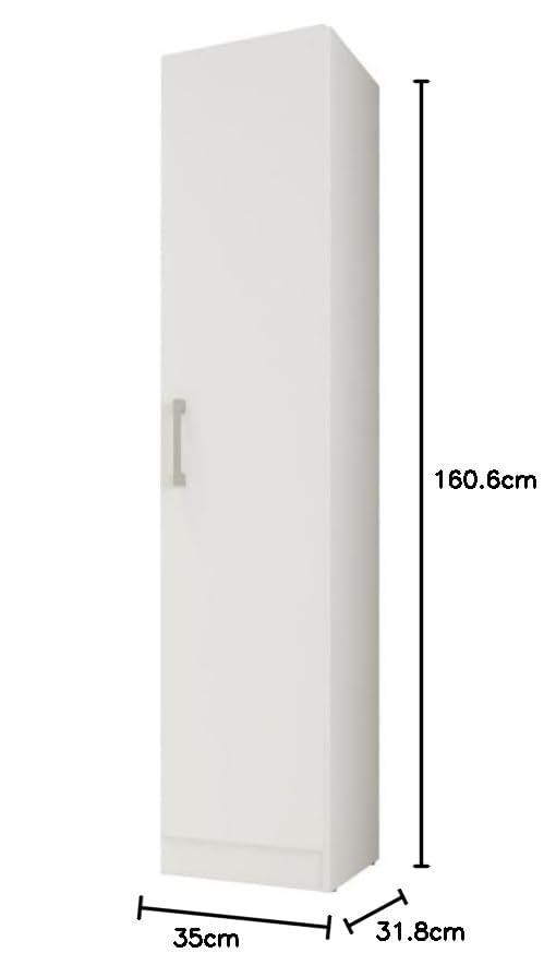 Armoire 1 Porte Blanche Mutifonctions 4 Niches L 35 H 160.6 P 31.5 cm