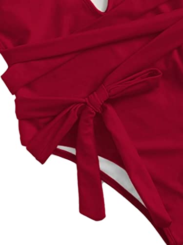 Image of Lilosy Sexy Tie Criss Cross Plunge One Piece Thong Swimsuit High Cut Brazilian Bathing Suit