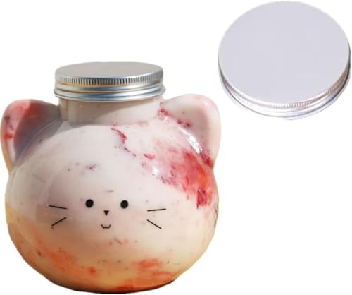 Fiozwea 透明な使い捨てプラスチック製猫ちゃんボトル 冷たい飲み物・ミルクティー・ジュース用 ハイデザインな漫画柄ボトル キュートで 透明ドリンク容器 バナナジュース・カフェ用 (蓋付き・なし) (350ml (20枚),无盖孔)