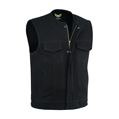 Leatherick Men's Collarless Biker Vest with Pockets Cover
