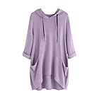 Hoodies for Women UK Loose Lightweight Tunic Hooded Drawstring Long Sleeve Sweatshirts Oversized Long Pullover Tops with Pockets Plain Casual Longline Sweaters Autumn Jumper PP2 XXL