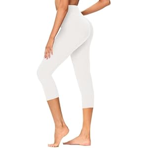 GAYHAY High Waisted Capri Leggings for Women - Soft Slim Yoga Pants for Running Cycling Workout No Pockets Small-Medium B-white