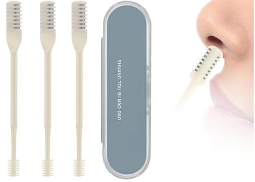 DPWOUM 3PCS 2-in-1 Nose Hair Trimmer Nasal Hair Cutter for Women Men, Manual 360° Rotating Nostril Hair Removal Tool Double Sided Nose Hair Blade,Travel Essentials