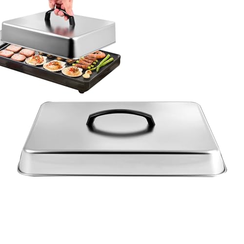 Campanas Fundidoras Cubreparrillas | Cubreplancha de Acero Inoxidable,Tapa Cocción Plancha con Mango Resistente al Calor para Barbacoa Exterior