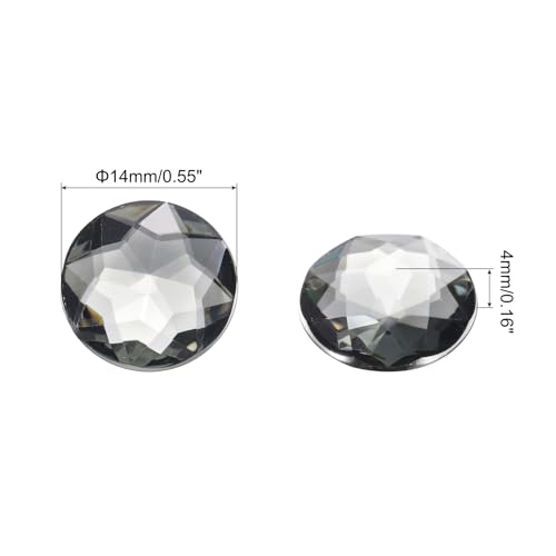 Image of MECCANIXITY Flat Back Round Acrylic Rhinestones,14mm Grey Flatback Crystal Rhinestones for Crafts Clothes Shoes DIY Decoration Gifts 50Pcs