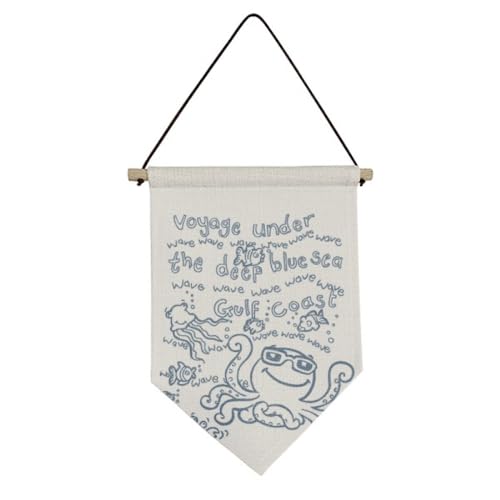 Drapeau pieuvre bleue en toile no/no salon et chambre