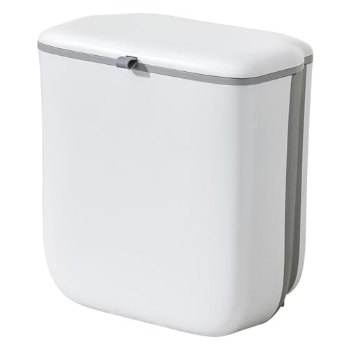 Pixaro Food Waste Bin Hanging Trash Bin with Lid,10L Rubbish Under Kitchen Counter Bins and Under Sink Bin,Wall Sticking Food Waste Caddy for Bathroom,Toilet Rubbish Bin
