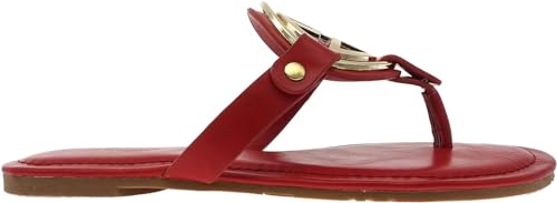 Image of Pierre Dumas Women's Medallion Vegan Slide Thong Flip Flop Flat Sandal