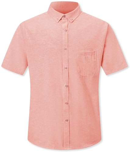 Image of SANGTREE Men & Boy Striped Multicolor Oxford Cotton Shirt,Comfortable Fit,Short Sleeve Collared Shirt