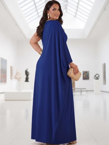 Image of KOH KOH Womens Long Cowl Neck Flowy Grecian Goddess Cape Sleeve Maxi Dress