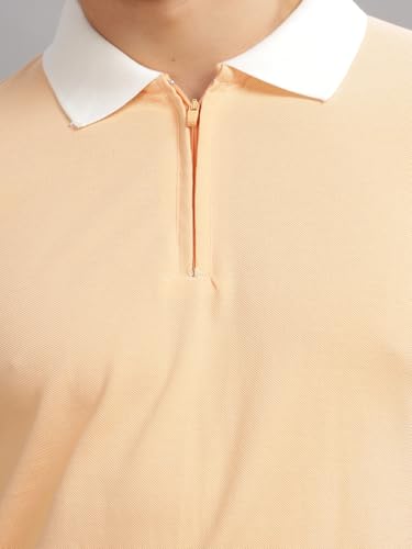 Image of Mens Premium Cotton Polo T-Shirt | 220 GSM Soft Fabric | Casual Stylish Look | Zipper Polo Design Snow White Polo T Shirt | Polo Tshirt for All-Day Wear