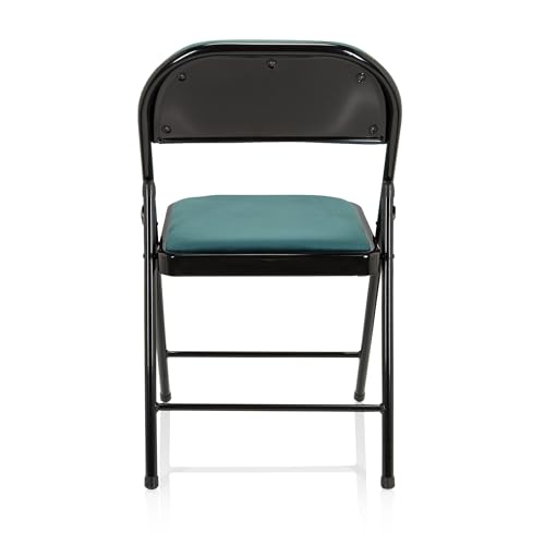 hjh OFFICE 803012 Silla Plegable tapizada TUDELA I Terciopelo Turquesa Silla de Visita Plegable, hasta 130 kg de Capacidad - imagen 9