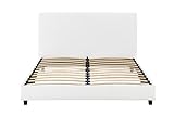 Carley Upholstered Bed, White Faux Leather, Queen