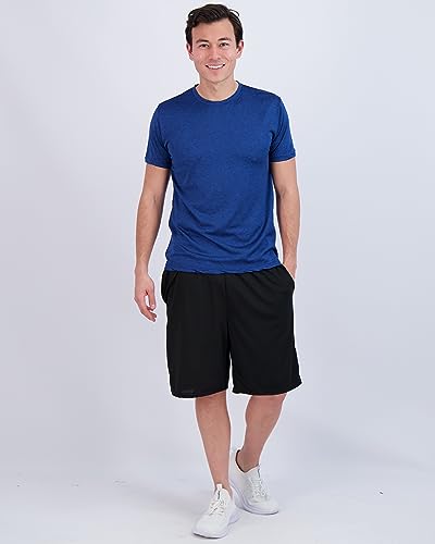 Real Essentials Mens Quick Dry Fit Dri-Fit Short Sleeve Active Wear Training Athletic Crew T-Shirt Gym Wicking Tee Workout Casual Sports Running Tennis Exercise Undershirt Top, Set 2, L, Pack Of 5 #TOP4