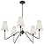 Electro bp;30"Dia 5-Arm Classic Chandeliers Matt Black with White Linen Shades,Light Fixture For Dining room,Living Room,Bedroom,E12,200W