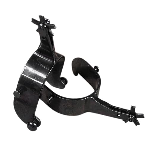 HILASON Black Steel Mens Bull Spur 5 Points Rowel Cowboy