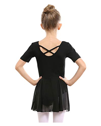 STELLE Girls Ballet Short Sleeve Dress Leotard for Dance, Gymnastics and Ballet