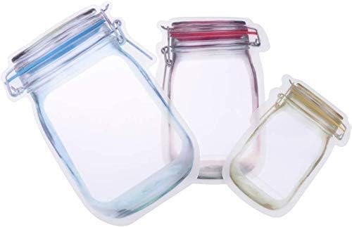Food Storage Bag Jar Ziplock Bags for Fridge Bottle Shape Pouch Mason Plastic Bottles Bags Leakproof BPA Free Leakproof Freezer Safe Vegetables Travel Use Storage (Set of 3 Pcs)-image-21