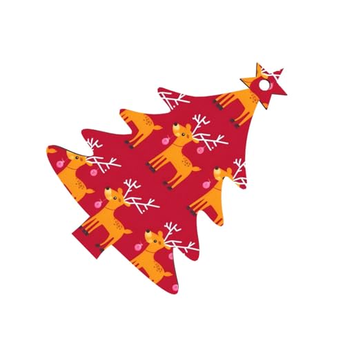 Adornos de madera de reno, 6 unidades, cordel impreso de doble cara para árboles, paredes, puertas, pino, adorno de Navidad