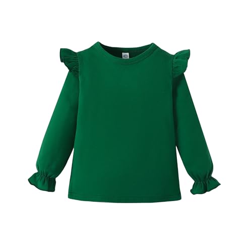 LYSMuch Toddler Baby Girls Blouse Long Sleeve Ruffle Shirt Solid Top Clothes(7-8Years,Green)