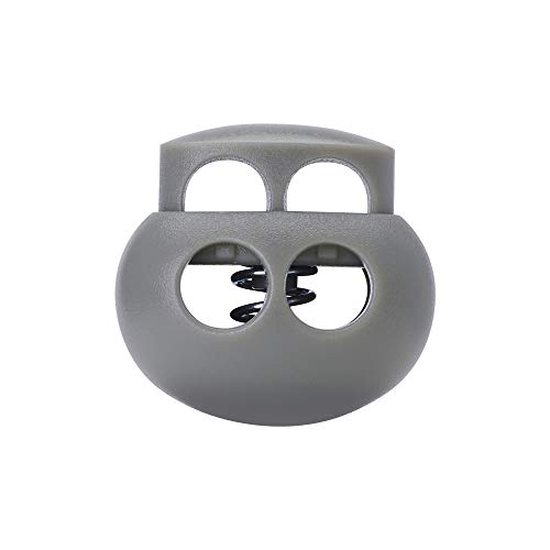 DYZD Plastic Cord Lock End Toggle Double Hole Spring Stopper Fastener Slider Toggles End (Grey 10PCS)