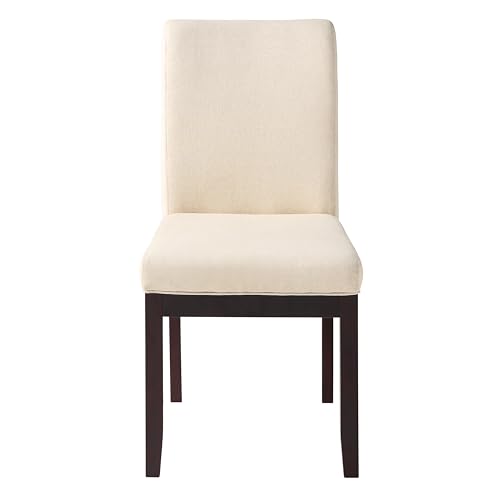 Image of OSP Home Furnishings Dakota Upholstered Parsons Dining Chair with Espresso Finish Wood Legs, Linen