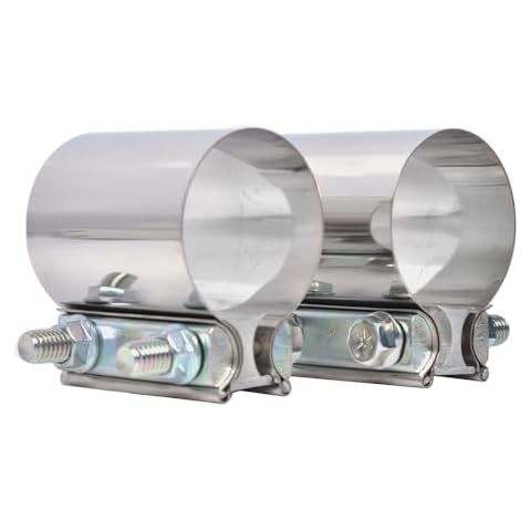 Elifecenter 2.5 inch Exhaust Clamps, 2 1/2 Inch Exhaust Lap Joint Butt Clamps, T304 Stainless Steel Band Clamp w/High Grade Bolts(2 Pieces) Cover