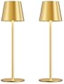 Cordless Table Lamp Rechargeable Gold - KK 2 Pack 5000mAH Battery Operated Lamp for Dining Table, 3 Color Stepless Dimming Waterproof LED Wireless Lamp for Counter, Outdoor Patio, Touch Control