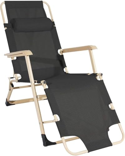 Silla portátil plegable y ligera, reclinable ajustable para exteriores con soporte para reposacabezas, capacidad de peso de 330 libras