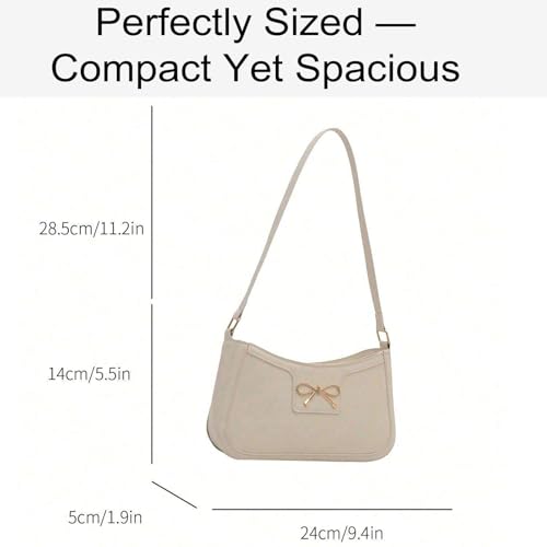 Fashion Bow Shoulder Bag for Women, Cute Hobo Tote Handbag Zipper Clutch Purse for Work Travel Casual2