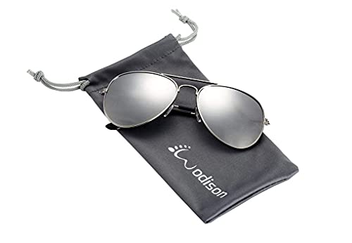 Wodison Classic Kids Sunglasses For Boys Girls Children Sunglasses Reflective Metal Frame Silver Frame Silver Lens #TOP1