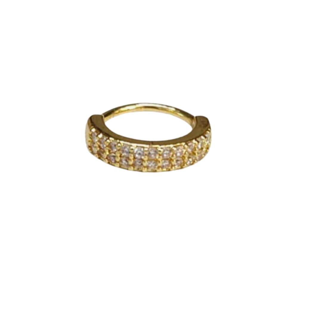 Gold Tone Cubic Zirconia Nose Ring & Ear Cuff for Women | Piercing CZ Nose Hoop & Ear Cuff | Lightweight Fashion Jewelry for Party, Wedding & Daily Wear-image-38