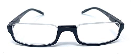 The Parker Rectangle Half Frame Reading Glasses, Unisex Semi Rimless Readers + 2.50 Black