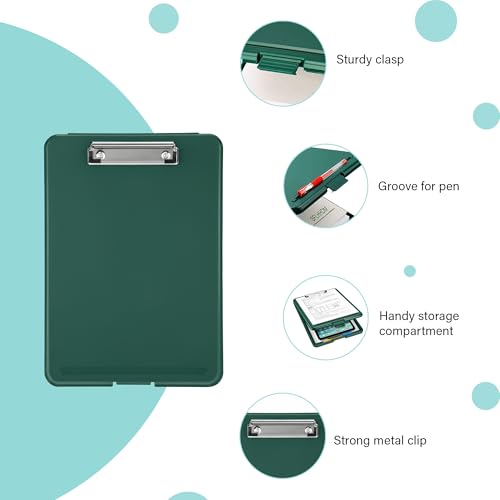 Image of oddpod Praise A4 Clip Pad /Clipboard with Storage Case for Paper and Document Storage 83002 (Pine Green)