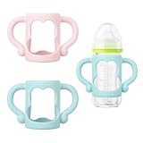 2 Stück Babyflaschengriff aus Silikon, Babyflaschen Griffe, Fütterung Flaschengriff, Silikon Flaschengriff, Weithals Babyflaschengriffe Baby, für Flasche, Flaschengriff Halter Kleine Hand Greifdesign