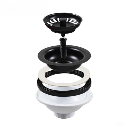 Cesta de fregadero de 114 mm en acero inoxidable con válvula y revestimiento PVD duradero 6