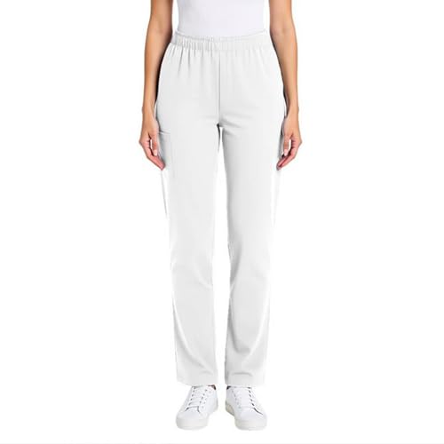 Image of Scrub Pants for Women Drawstring Waist with Straight Leg High Waisted Solid Color Soft Breathable Pants with Pockets